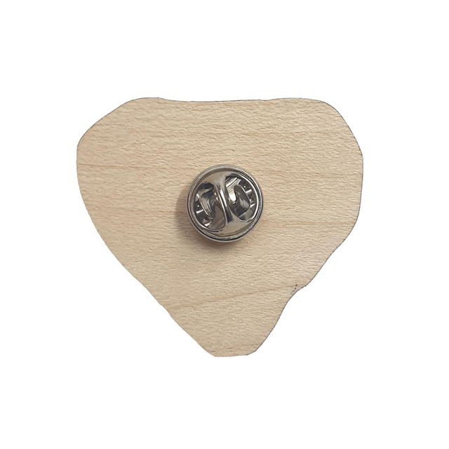 Safety Pin Heart Wooden Pin Badge