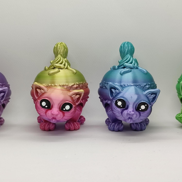 Macaron Cat, 3D Printed Macaron Cat, Articulated Kitten, Cute Kitty, Flexible Cat Figurine, Fidget Cat, Kawaii Macaron Cat, Cat Lover Gift, Macaron Cat Figurine, Fidget Pet