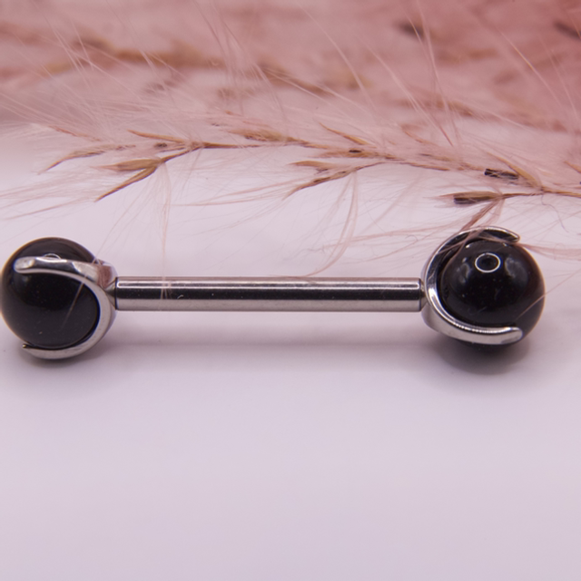 Barbell Pierres Naturelles Black Agathe 