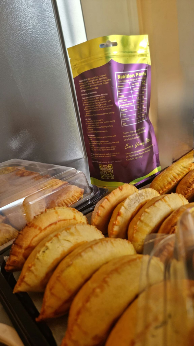 Box of freshly baked Meatpies