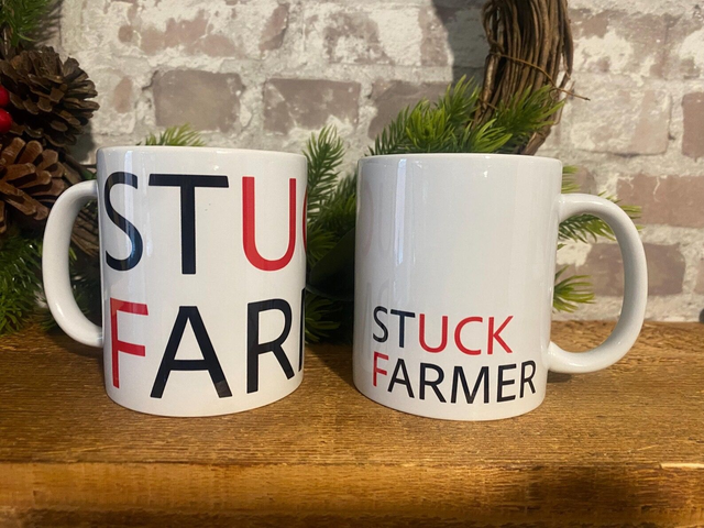 Stuck Farmer Mug – Cheeky Political Humor Gift
