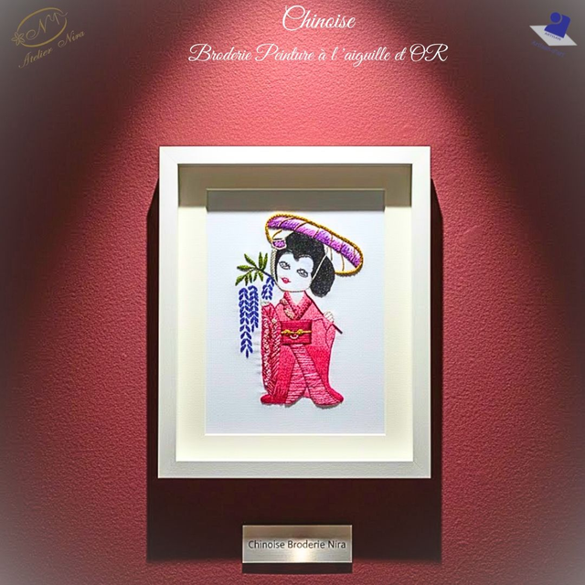 Tableau d'Art "L'Éternelle Orientale" – Peinture à l'Aiguille &amp; Or – Pièce Unique