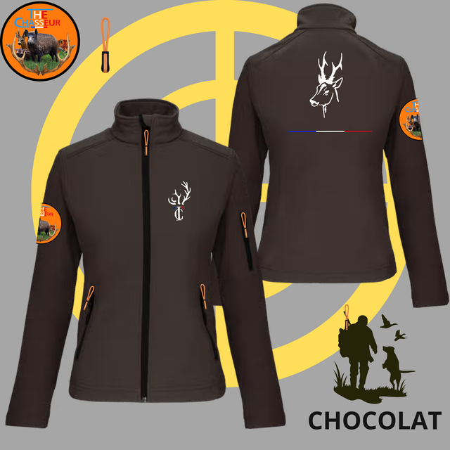 Veste softhell femme Brodé Team the Chasseur + BROCARD