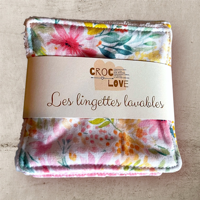 Lot 8 lingettes réutilisables 