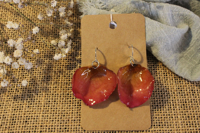 Boucles d'oreilles pétale de rose - Argent
