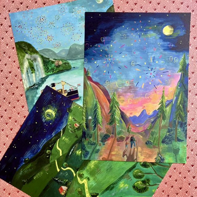 Pack of 3 cards with landscapes.