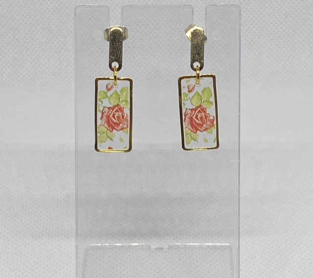 Gold coloured rose effect earrings 