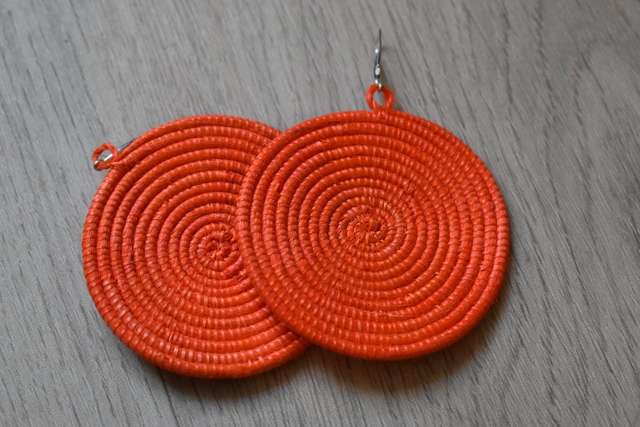 Boucles d'oreilles sisal - Orange fluo