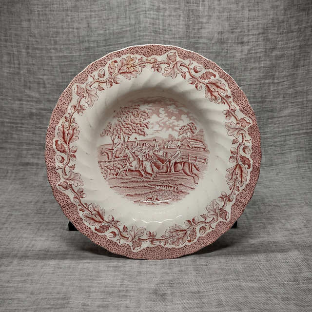 Myott | Diep bord Soepbord  (diameter 22,5 | hoogte 3,5 cm) geschulpte rand &#039;Country Life&#039; motief in roze kleur | Vintage