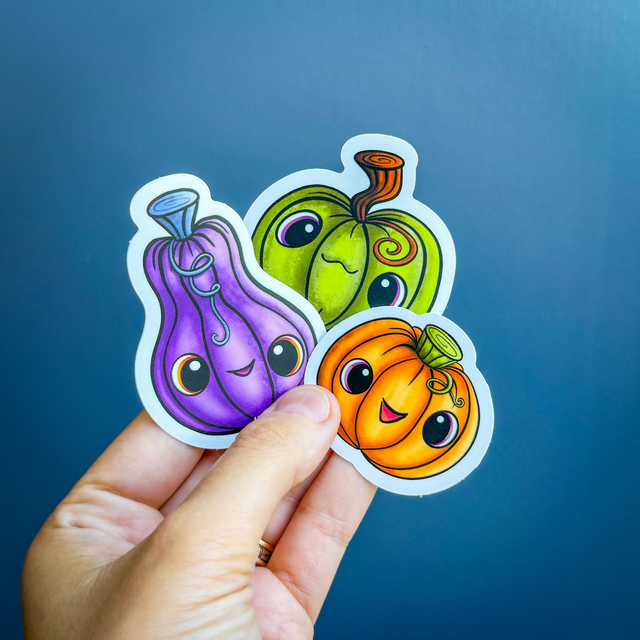 Lot de 3 STICKERS citrouilles mignonnes