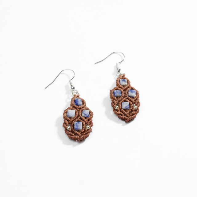 Boucles d’oreille jaspe de tache bleu cube