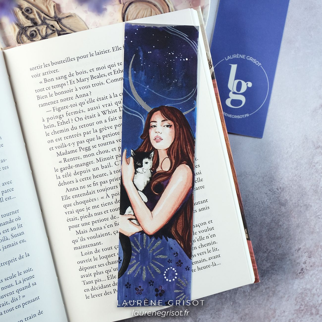 Woman &amp; cat (bookmark)