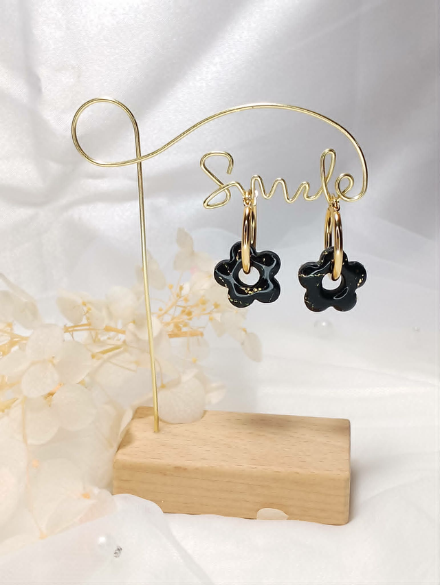 Boucles d'Oreilles "Fleur Nocturne Dorée"