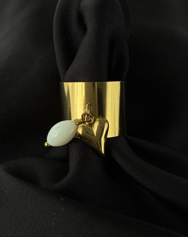 Bague réglable Coeur Perlé Doré