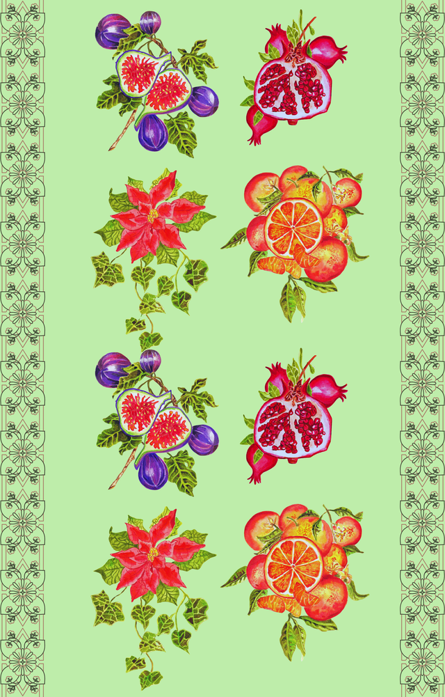 Fruity tea towel - linen
