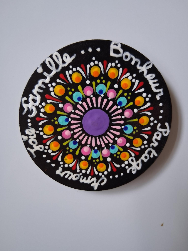 Magnet mandala message en bois