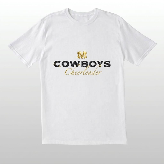 Weißes T-Shirt „COWBOYS Cheerleader“ Glitzerdruck