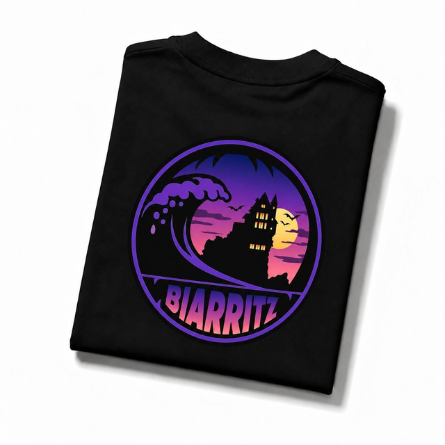 T-shirt noir Belza Halloween violet 