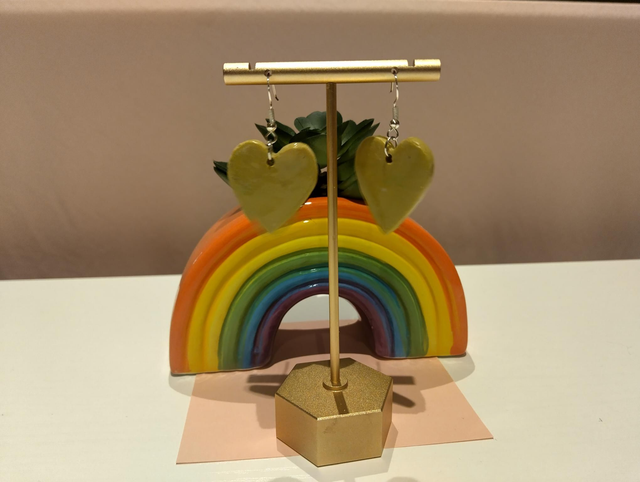 💚 Sage Green Heart Dangle Earrings | Handmade Polymer Clay Jewellery