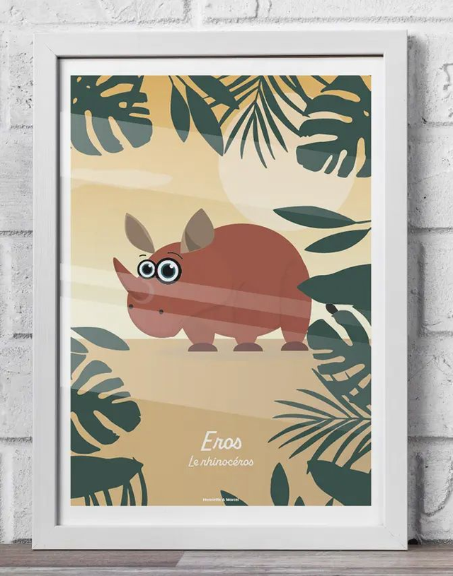 07 - Affiche enfant rhinocéros décor