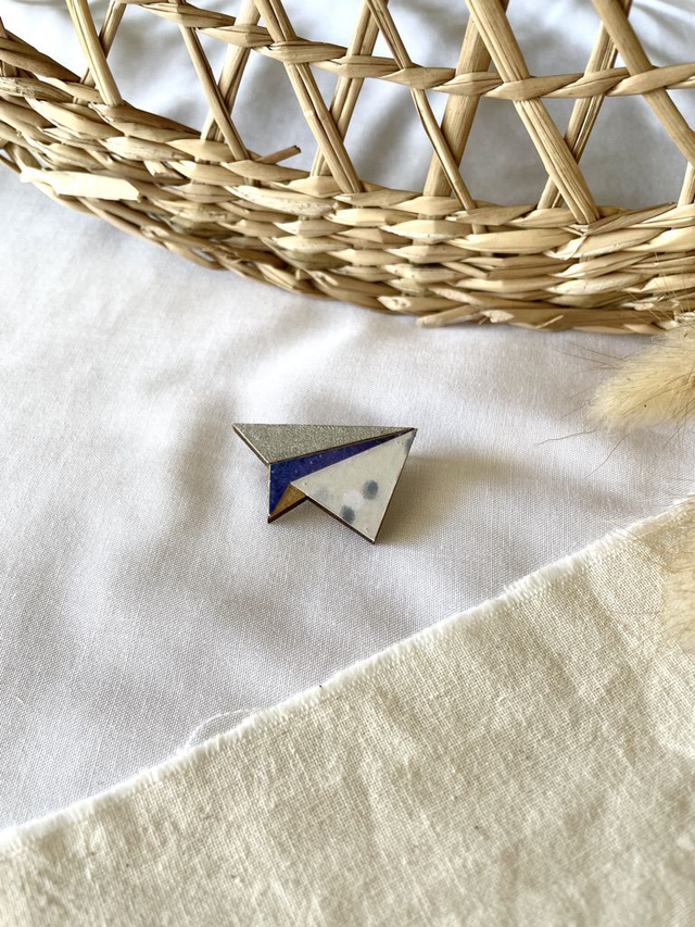 Broche Avion origami - Couleurs variées (bleu)