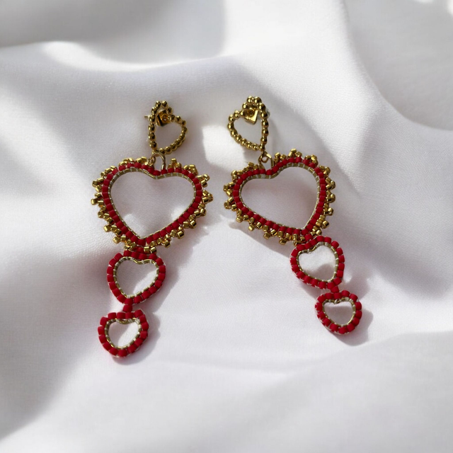 Boucles d&#039;oreilles trio de coeurs