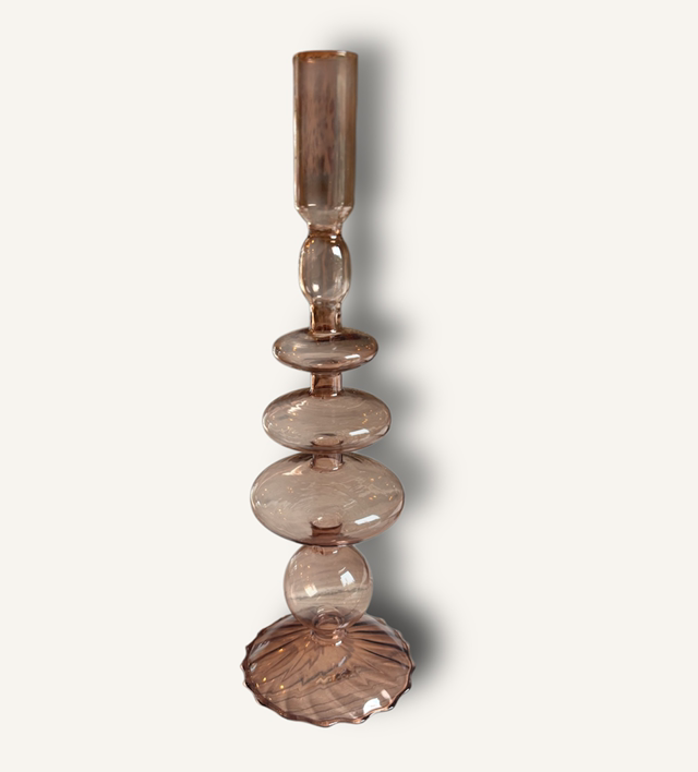 Pink Candlestick Holder Glass