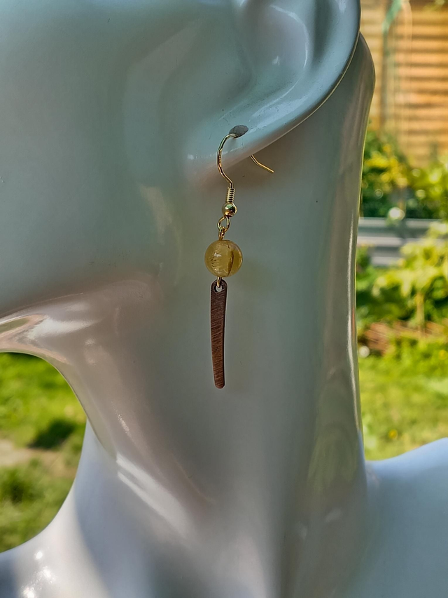 Citrine Bead Gold Earrings