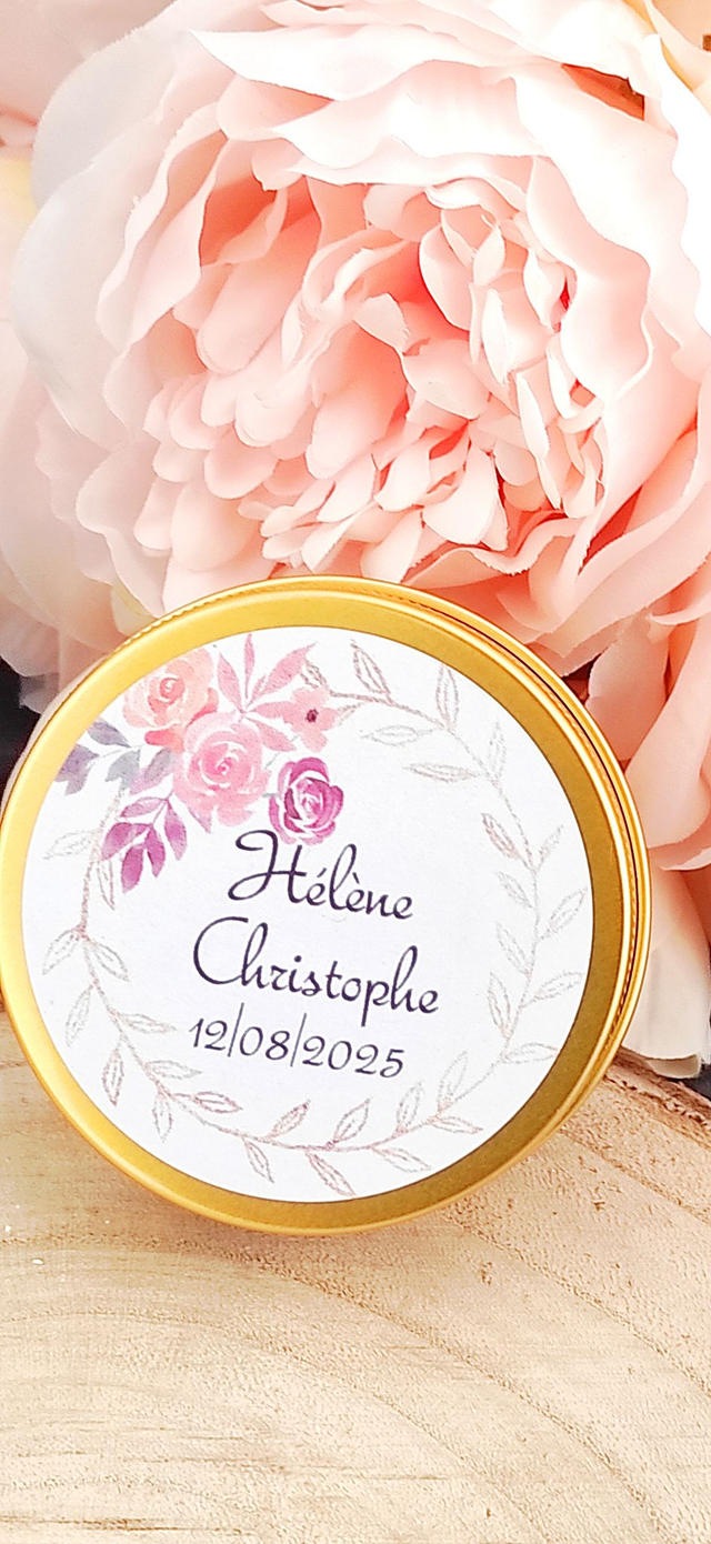 Bougie boîte métallique cadeau invités mariage