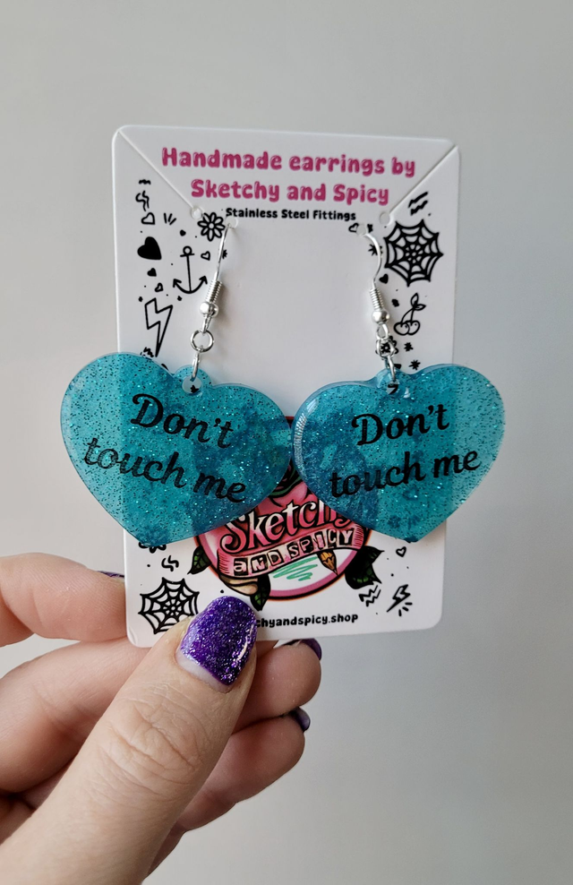 Earrings | Heart Earrings – Don’t Touch Me - Stainless Steel Hooks
