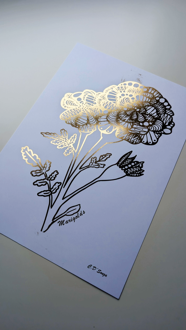 Marigold / October Flower Foil Print