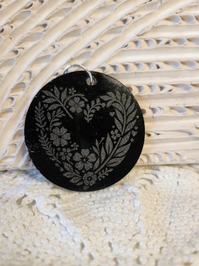 Porte clé amour cœur floral 