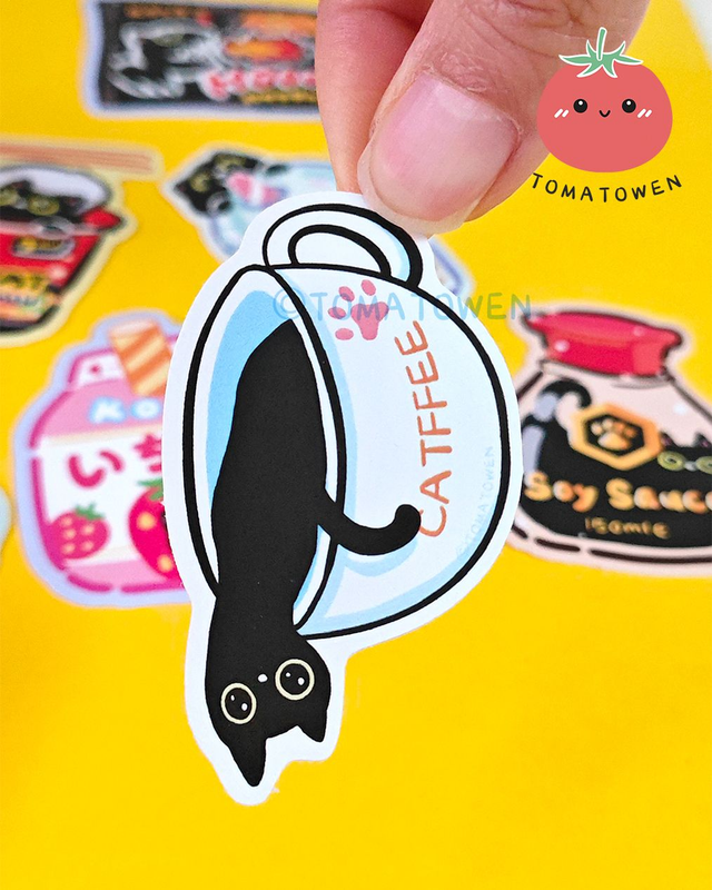 Sticker: Pouring coffee cat