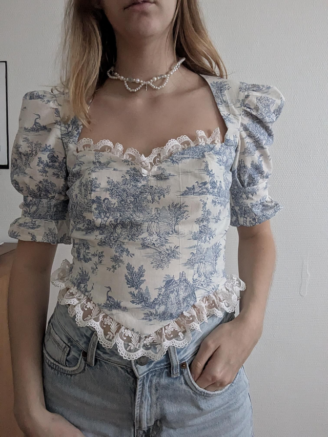 Top toile de Jouy - taille XS/S