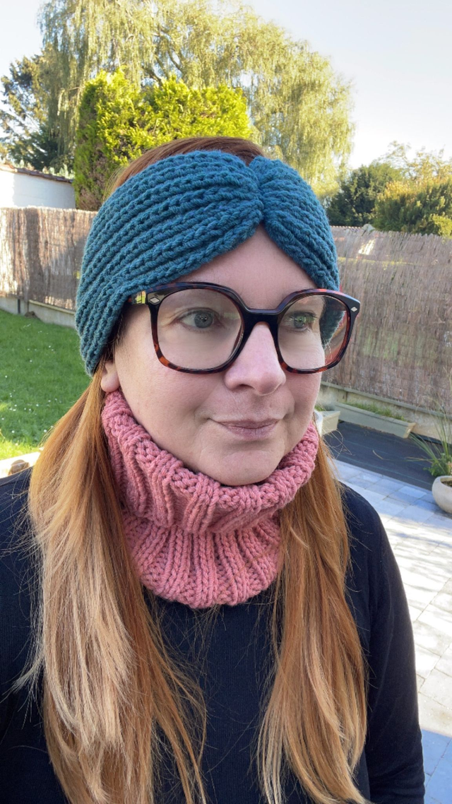 Tour de cou laine recyclée Vieux rose