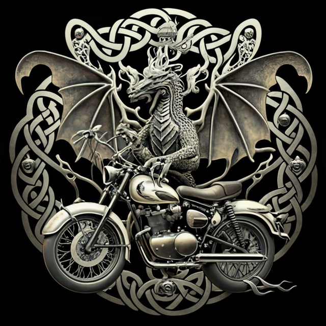 Golden Celtic Biker Dragon T-Shirt