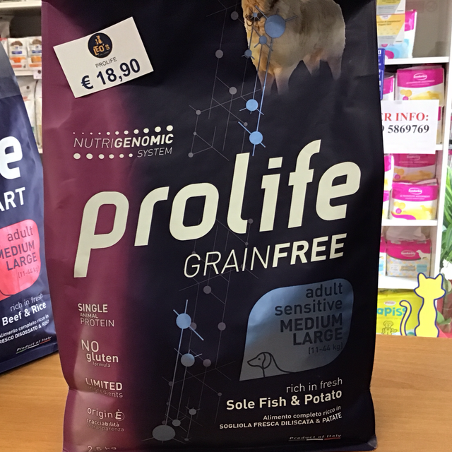 PROLIFE GRAINFREE ADULT SENSITIVE MEDIUM LARGE SOGLIOLA E PATATE 