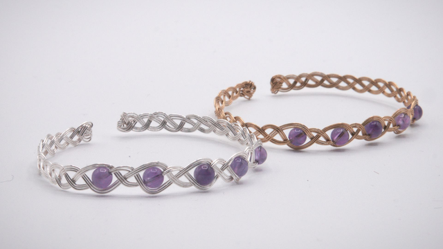 Bracelet tressé 5 améthystes