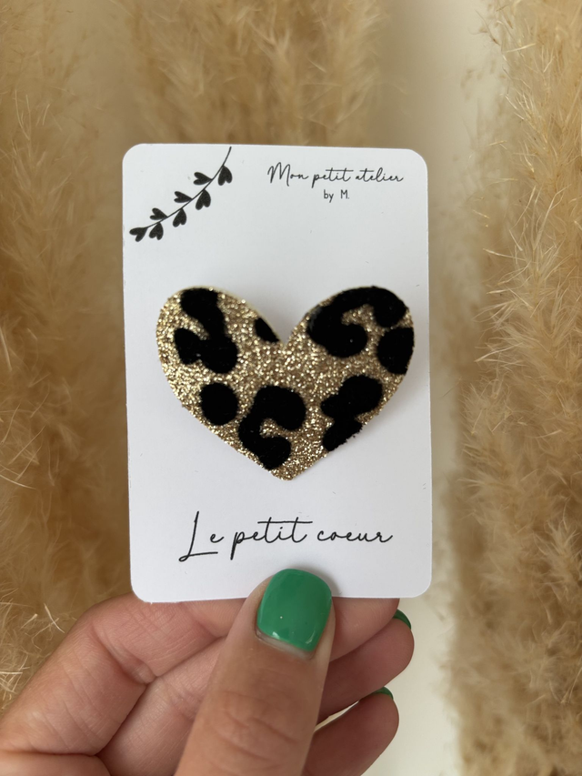 Broche - Coeur léopard plat