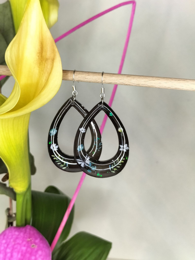 Boucles gouttes ajourées noires