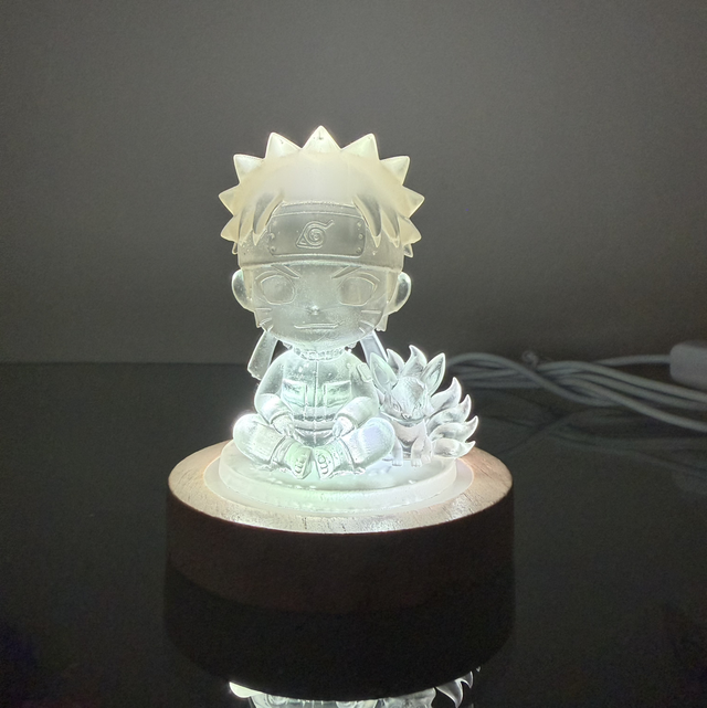 Fanart in resina trasparente con base luminosa