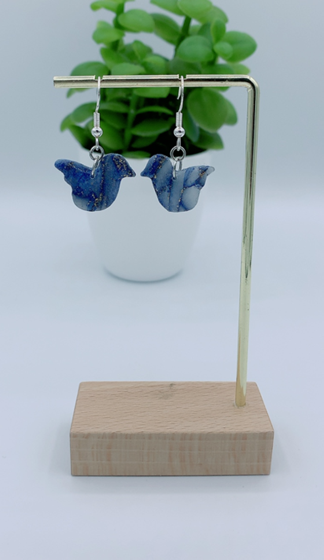 Boucle d'Oreilles Oiseaux Bleu