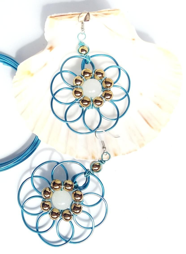 Boucles d’oreilles Turquoise Florale
