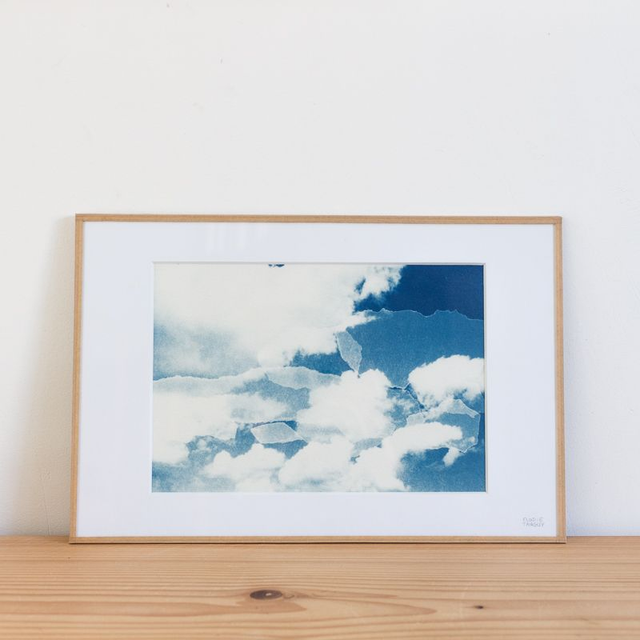 Nuages - Cyanotype sous verre - 20x30 cm