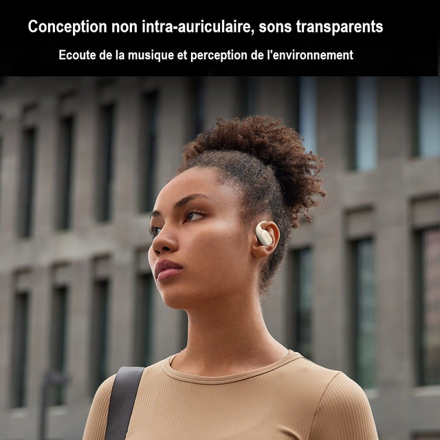 LANGSDOM TS19 Noir Écouteurs Bluetooth 5.4 TWS Écouteurs à conduction osseuse sans fil Casque antibruit à oreille ouverte Écouteurs pour sportif