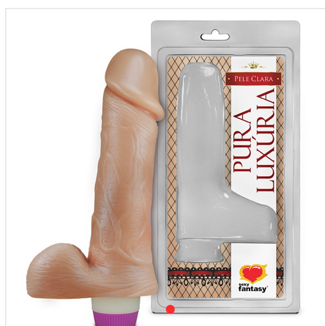 Pênis Realístico com Escroto e Vibro - 18cm X 4,4cm Referência: PC028
