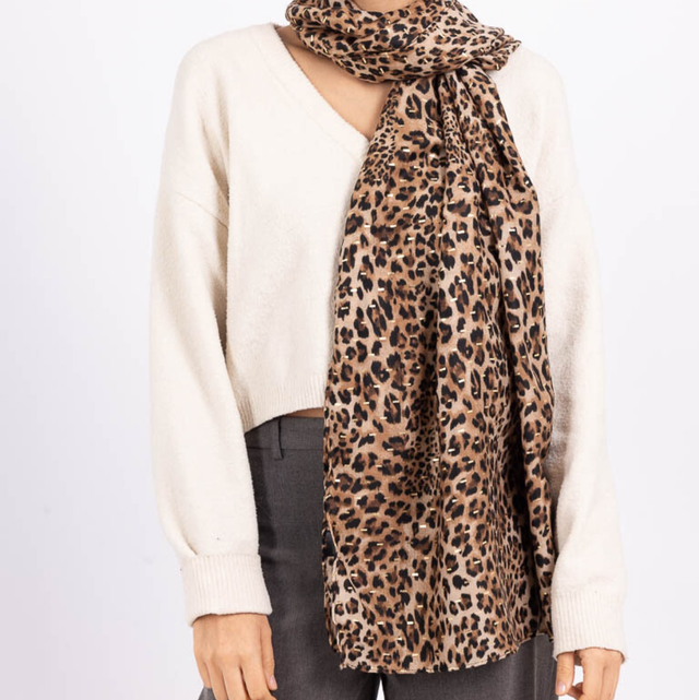 Écharpe à motif imprimé léopard dorure