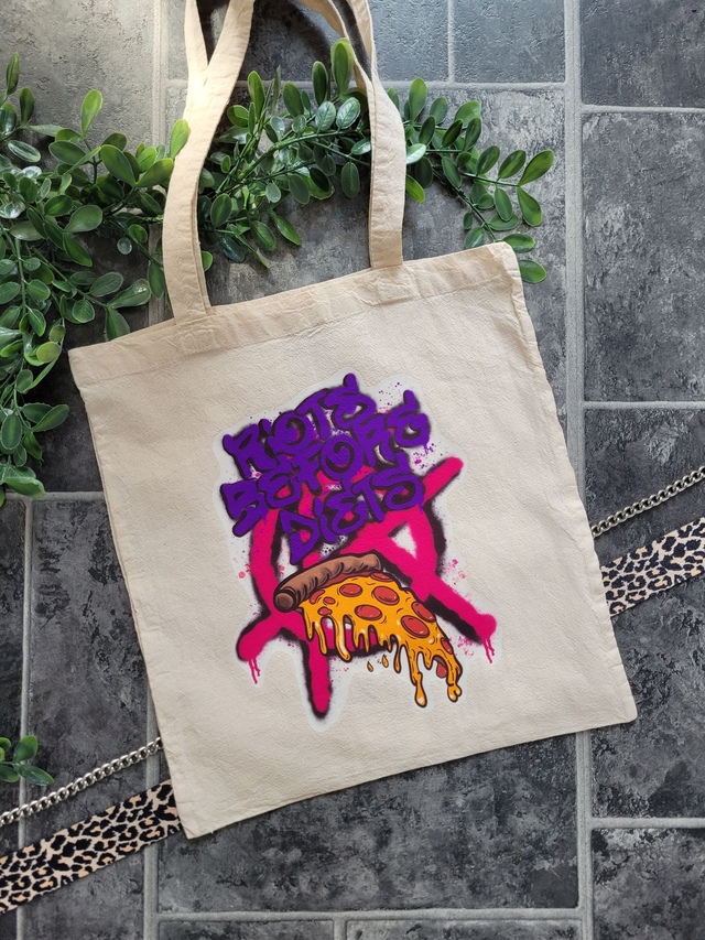 Riots Before Diets Pizza Punk Tote Bag