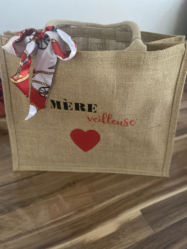 Sac cabas en jute Grand modèle Fêtes des mères / Mamie