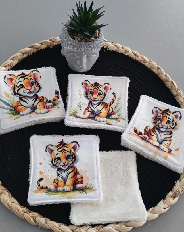 Lingettes lavables x8 bébé tigre 